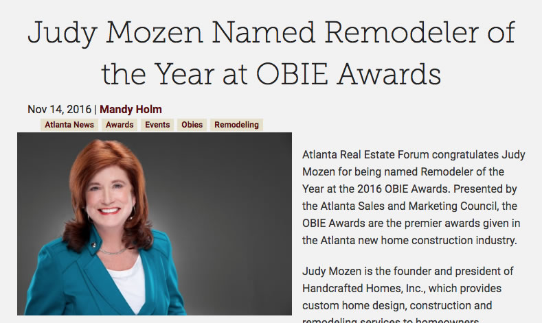 Judy Mozen Named Remodeler of the Year at OBIE Awards