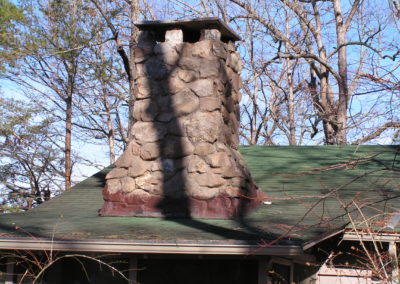 Close-up view of stone chimney